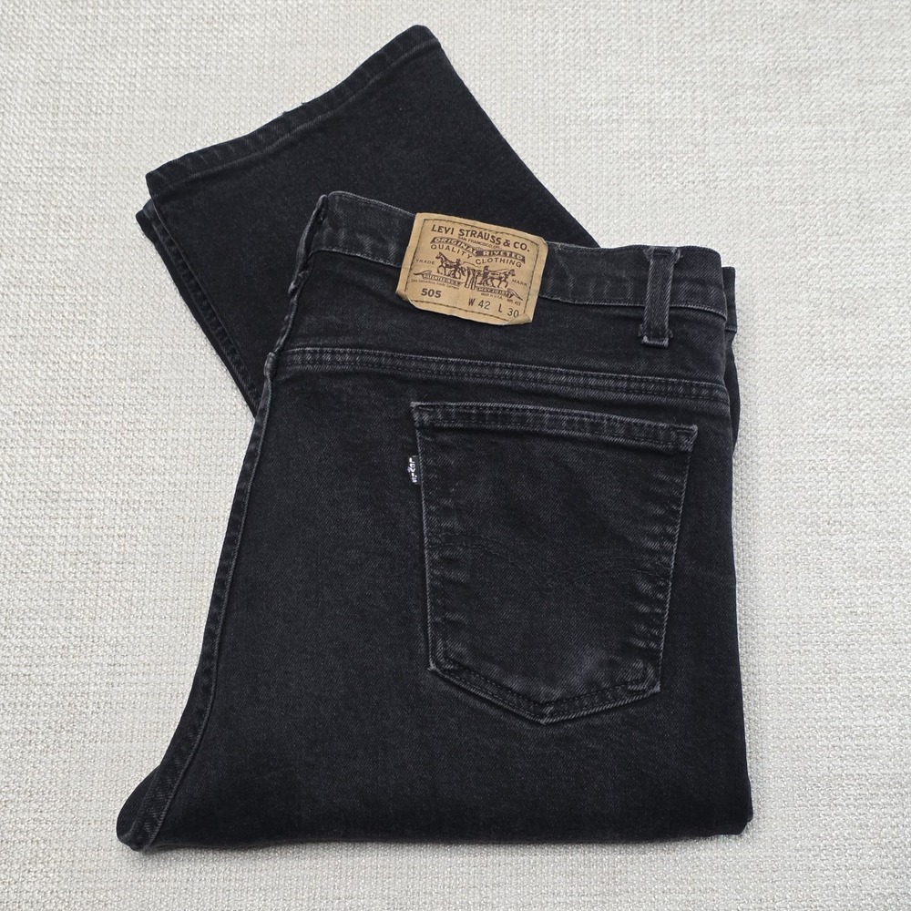 Vintage Levi's 505 Jeans Men's Size 42x30 Black 90s‎ Black Tab Straight Leg